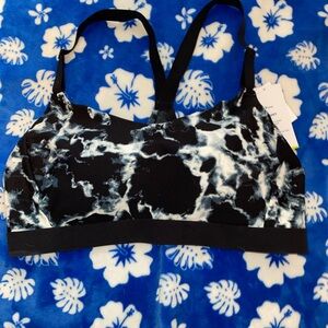 Old Navy Black and White Marble Sports Bra